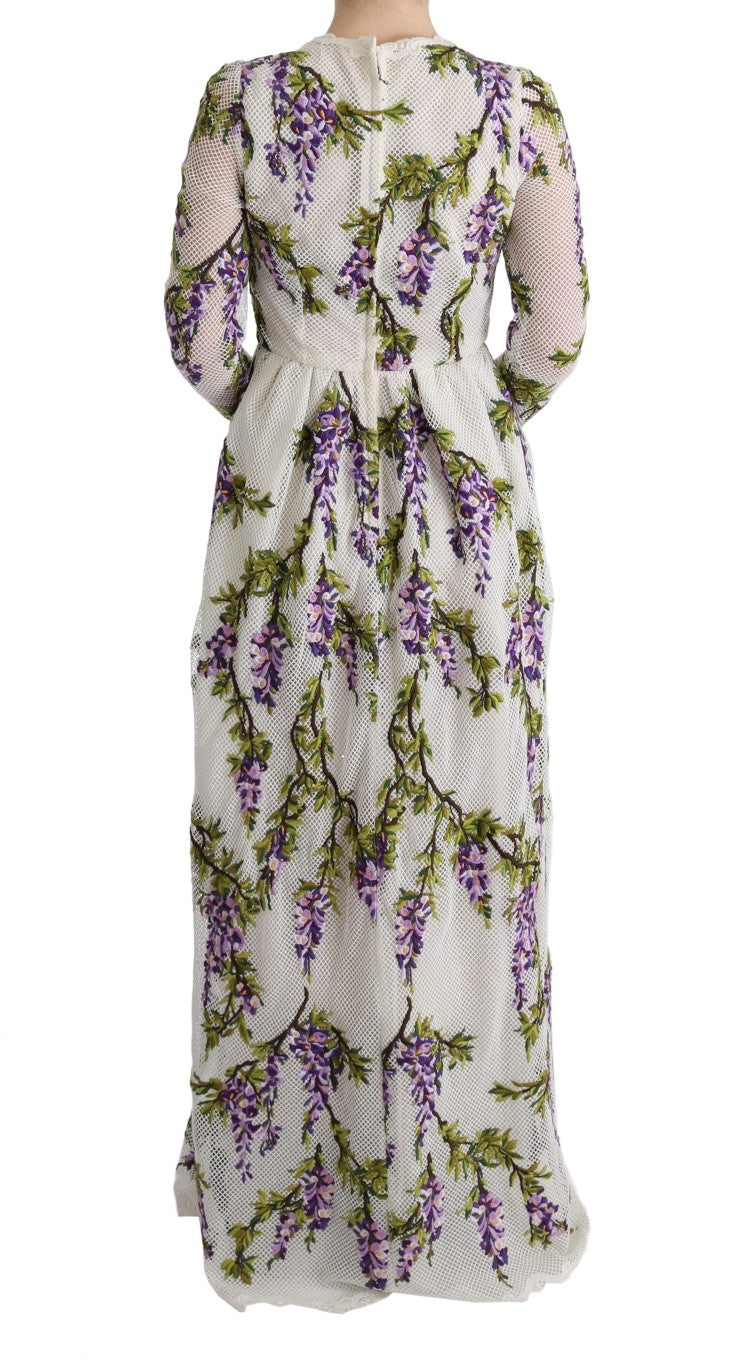 Dolce & Gabbana White Floral Embroidered Maxi Dress Dolce & Gabbana