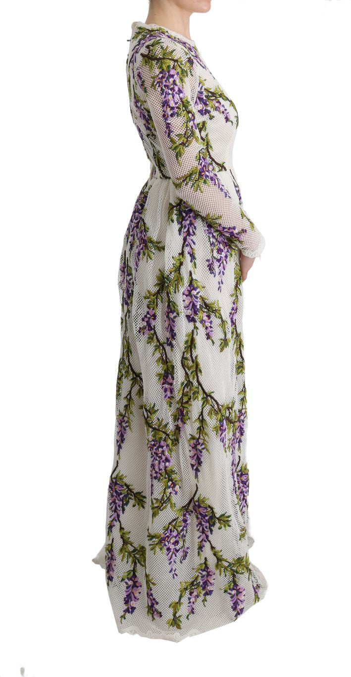 Dolce & Gabbana White Floral Embroidered Maxi Dress Dolce & Gabbana