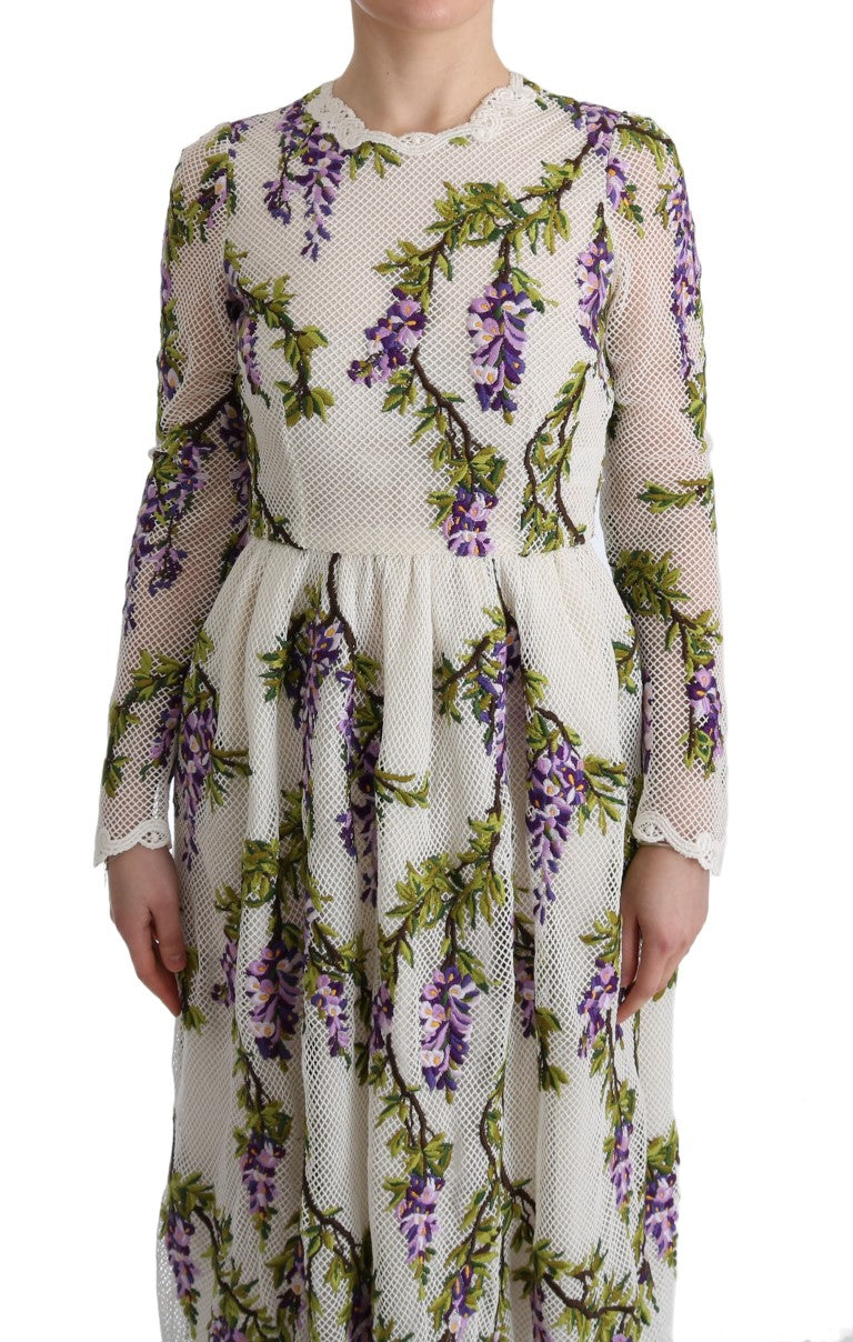 Dolce & Gabbana White Floral Embroidered Maxi Dress Dolce & Gabbana