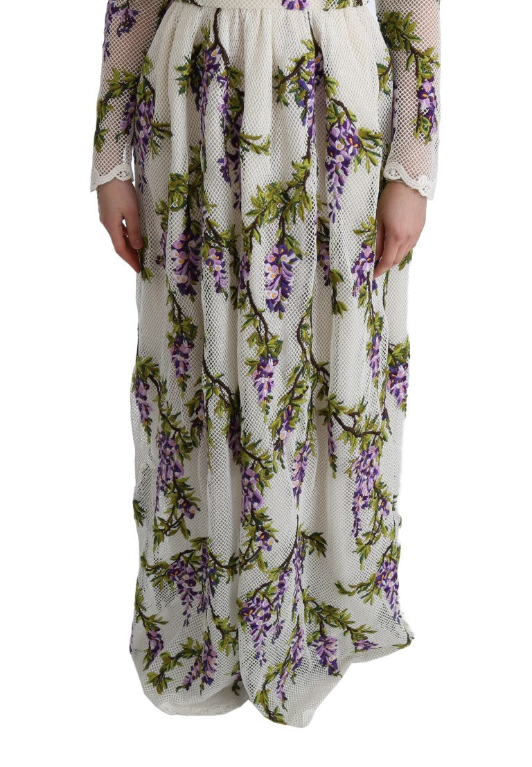 Dolce & Gabbana White Floral Embroidered Maxi Dress Dolce & Gabbana