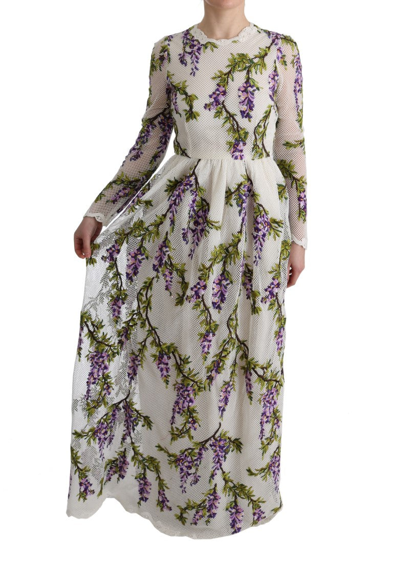 Dolce & Gabbana White Floral Embroidered Maxi Dress Dolce & Gabbana