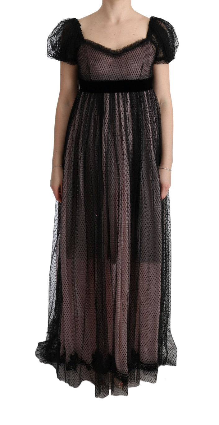 Dolce & Gabbana Black Pink Silk Long Shift Dress Dolce & Gabbana