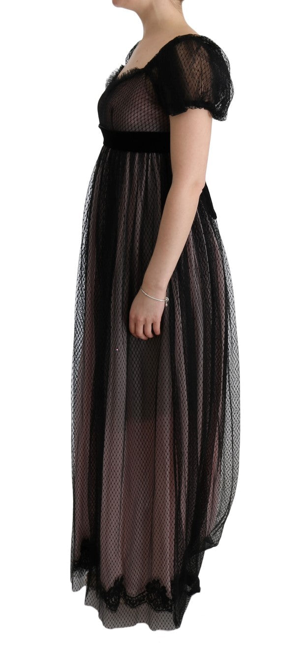 Dolce & Gabbana Black Pink Silk Long Shift Dress Dolce & Gabbana