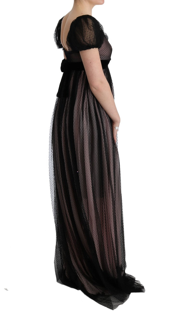 Dolce & Gabbana Black Pink Silk Long Shift Dress Dolce & Gabbana