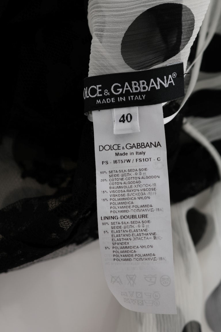 Dolce & Gabbana Black White Polka Dotted Floral Dress Dolce & Gabbana