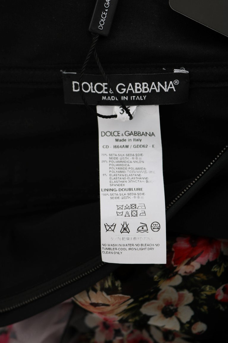 Dolce & Gabbana Multicolor Silk Stretch Floral Shift Long Dress Dolce & Gabbana