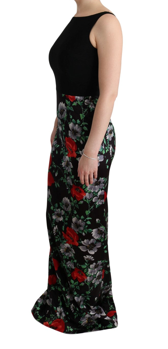 Dolce & Gabbana Multicolor Floral Print Stretch Sheath Long Dress Dolce & Gabbana