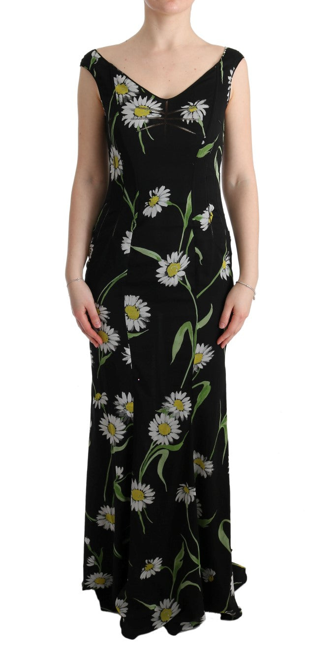 Dolce & Gabbana Sunflower Silk Stretch Sheath Dress Dolce & Gabbana