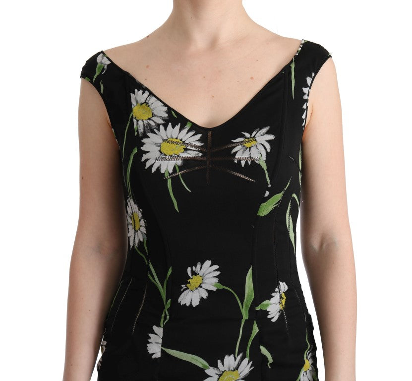 Dolce & Gabbana Sunflower Silk Stretch Sheath Dress Dolce & Gabbana