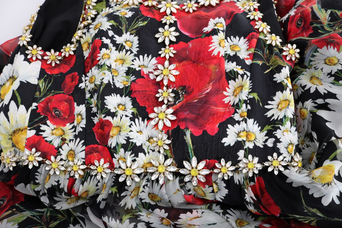 Dolce & Gabbana Multicolor Silk Floral Crystal Long Maxi Dress Dolce & Gabbana