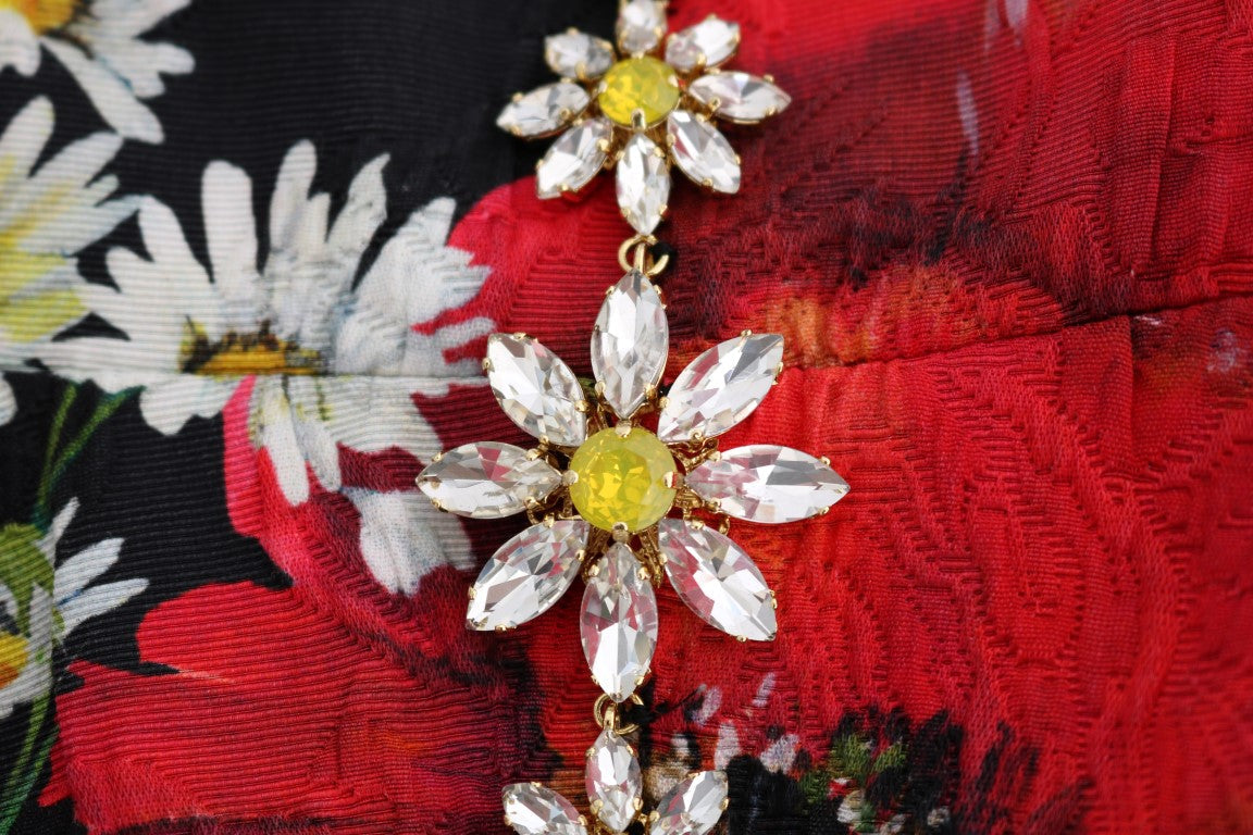 Dolce & Gabbana Multicolor Silk Floral Crystal Long Maxi Dress Dolce & Gabbana