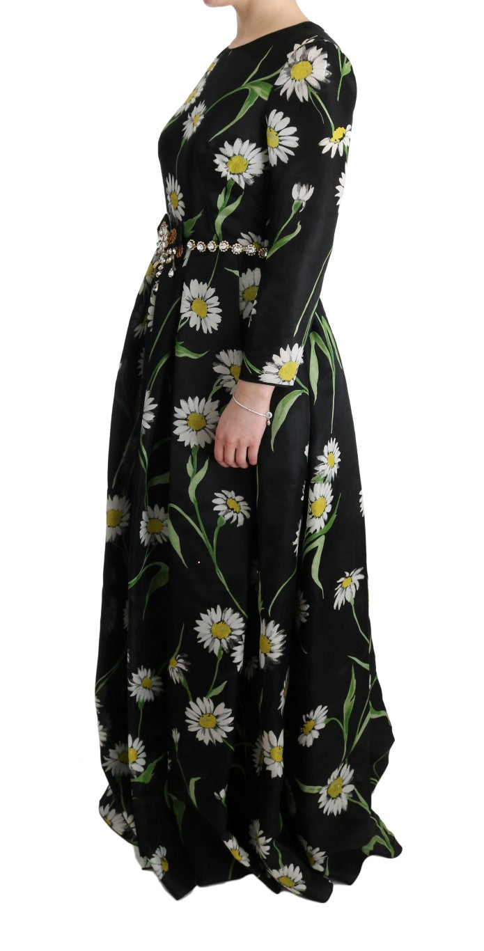 Dolce & Gabbana Multicolor Silk Sunflower Print Long Maxi Dress Dolce & Gabbana