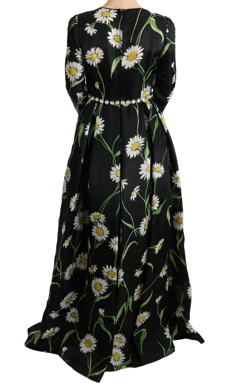 Dolce & Gabbana Multicolor Silk Sunflower Print Long Maxi Dress Dolce & Gabbana