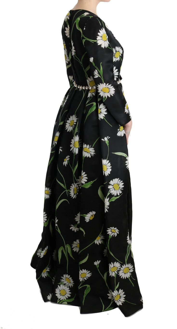 Dolce & Gabbana Multicolor Silk Sunflower Print Long Maxi Dress Dolce & Gabbana