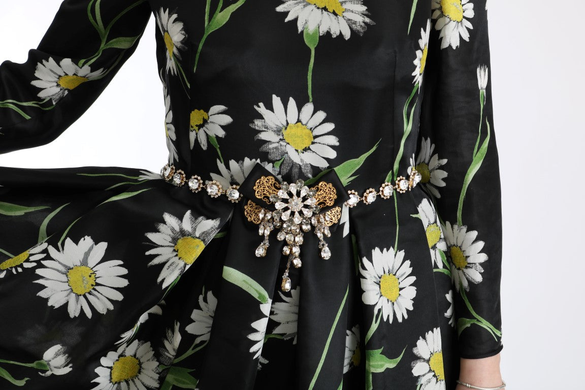 Dolce & Gabbana Multicolor Silk Sunflower Print Long Maxi Dress Dolce & Gabbana