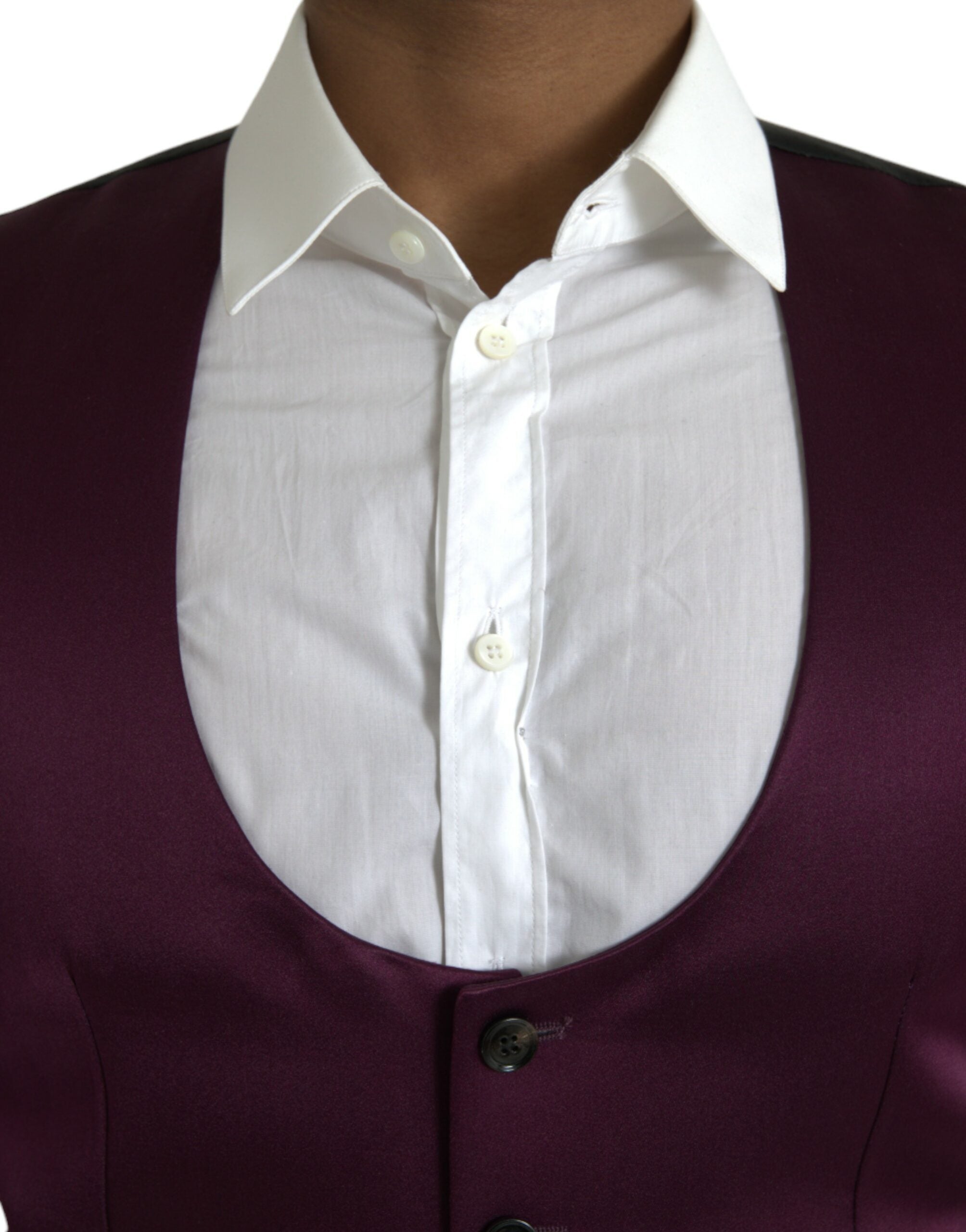 Dolce & Gabbana Maroon Satin Silk Waistcoat Dress Formal Vest Dolce & Gabbana