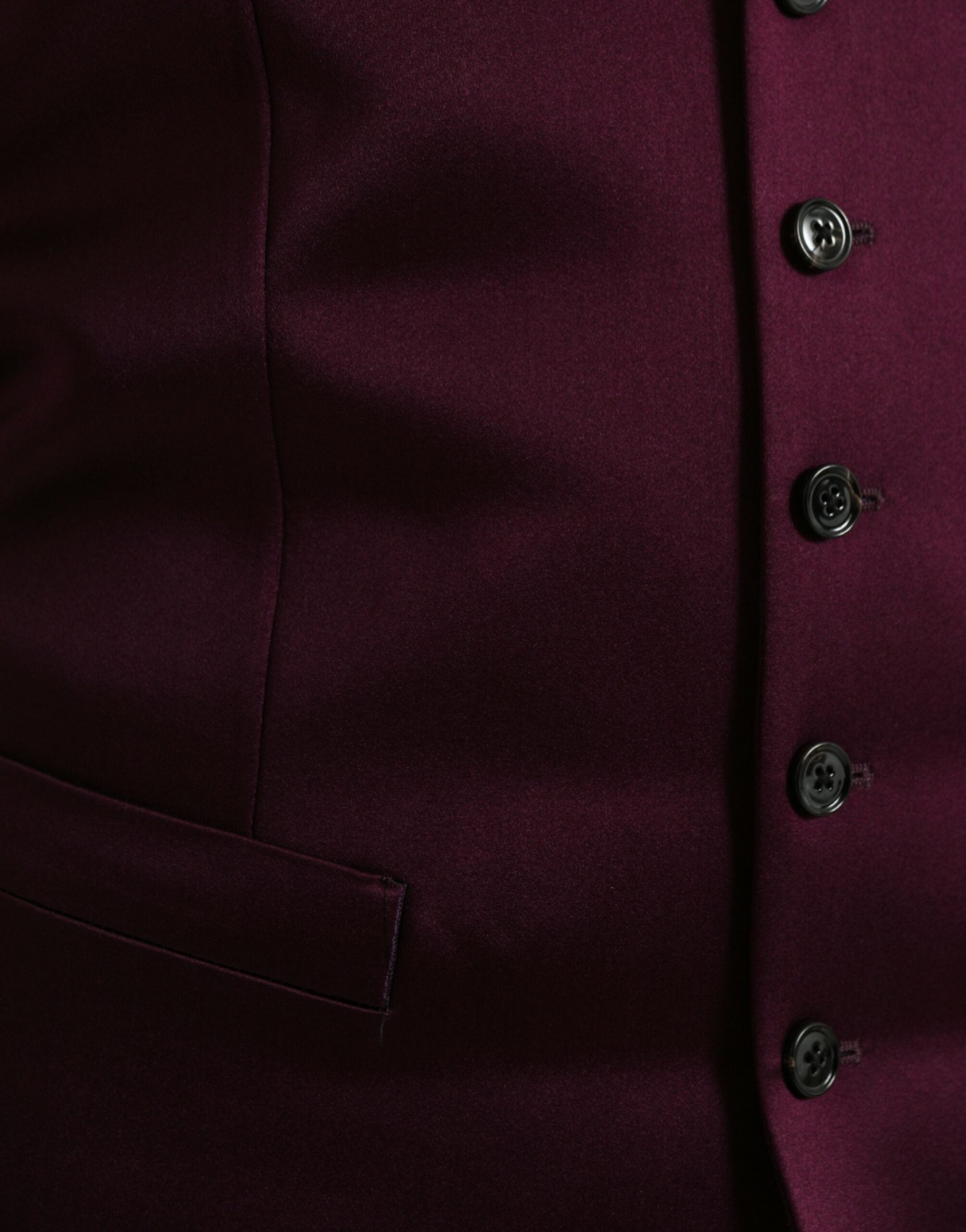 Dolce & Gabbana Maroon Satin Silk Waistcoat Dress Formal Vest Dolce & Gabbana