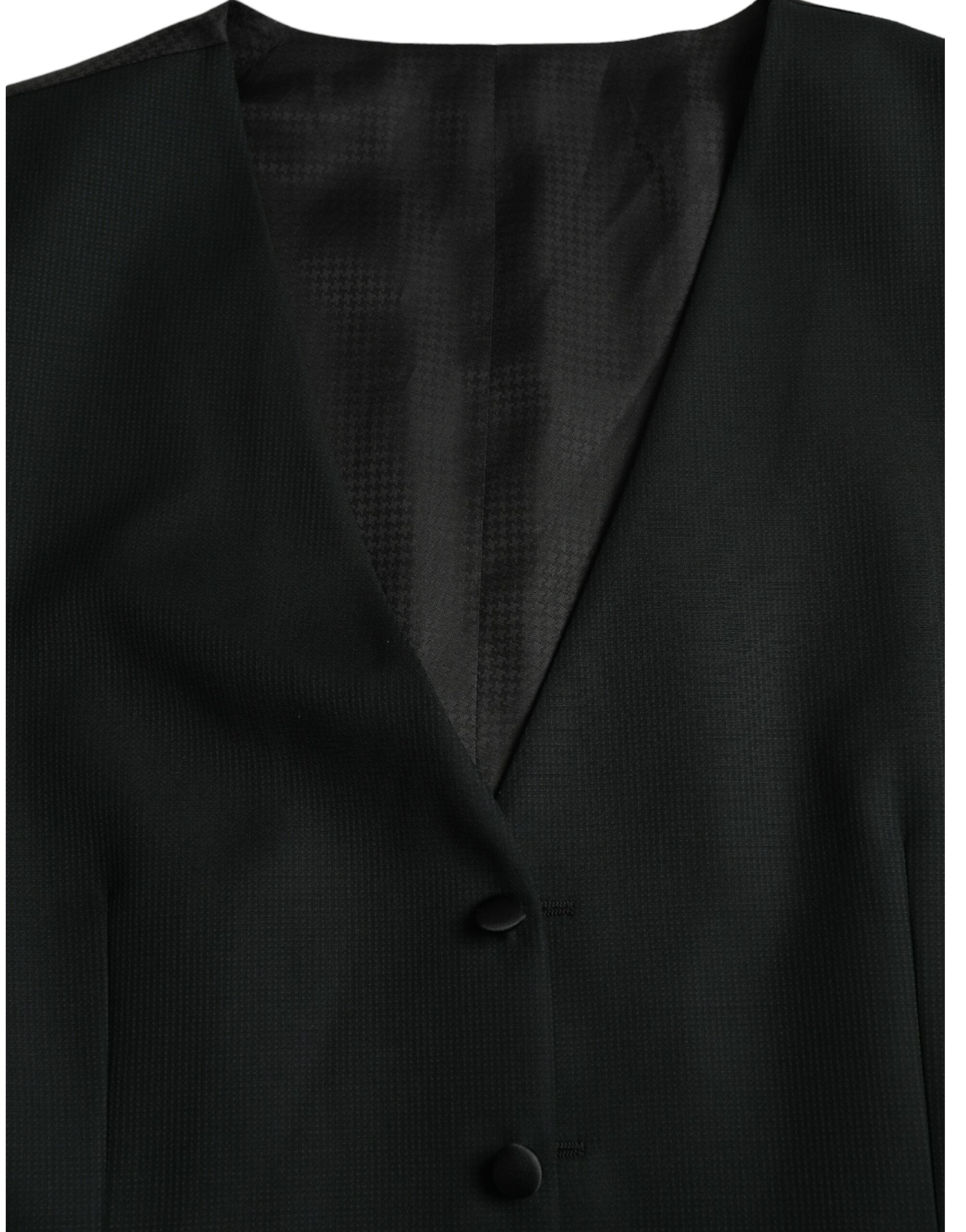 Dolce & Gabbana Black Wool Waistcoat Dress Formal Vest Dolce & Gabbana
