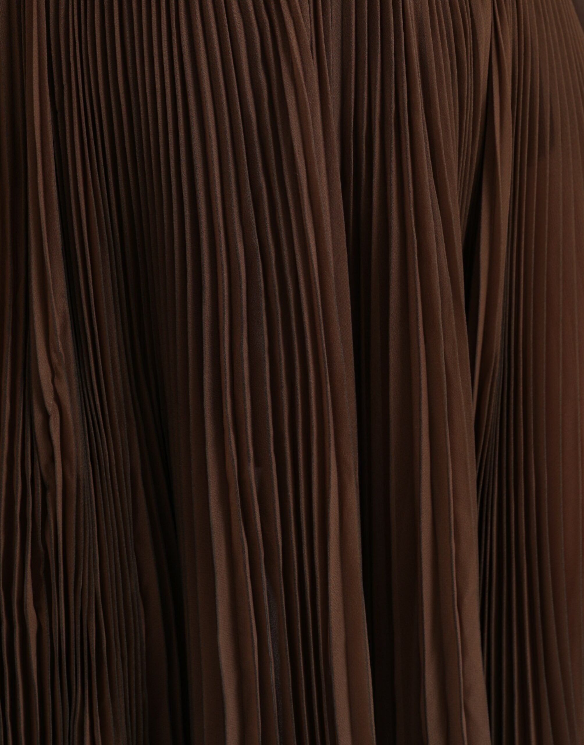 Dolce & Gabbana Brown Polyester Pleated High Waist Midi Skirt Dolce & Gabbana