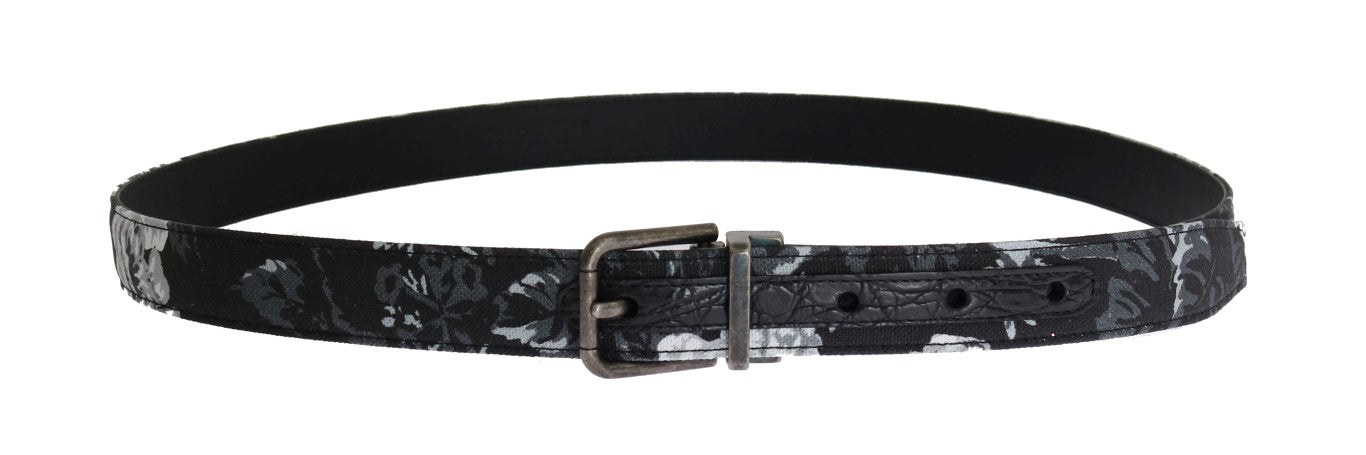 Dolce & Gabbana Black Cayman Linen Leather Belt Dolce & Gabbana