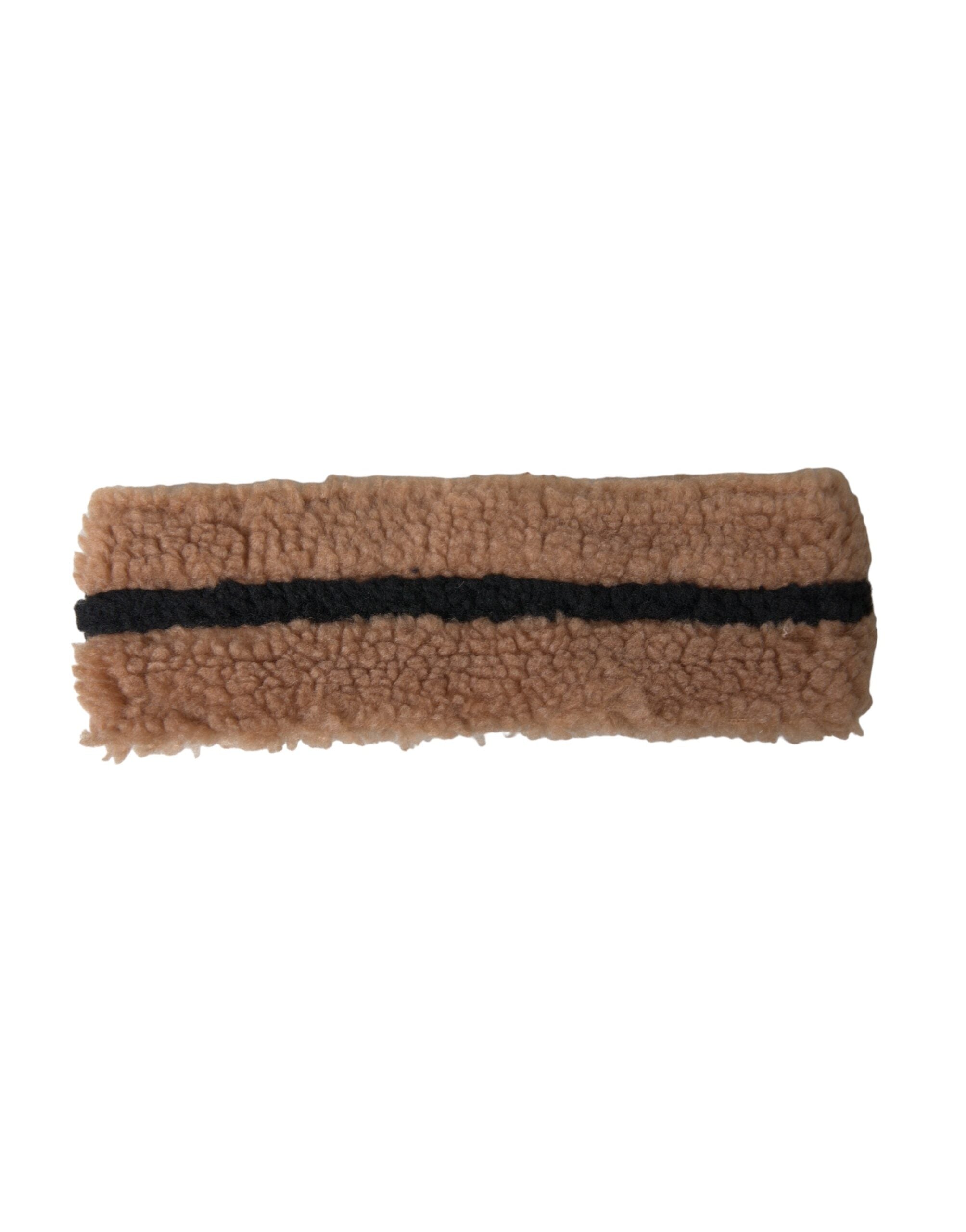 Dolce & Gabbana Brown Black Fleece Wool Head Band Hat Men Dolce & Gabbana