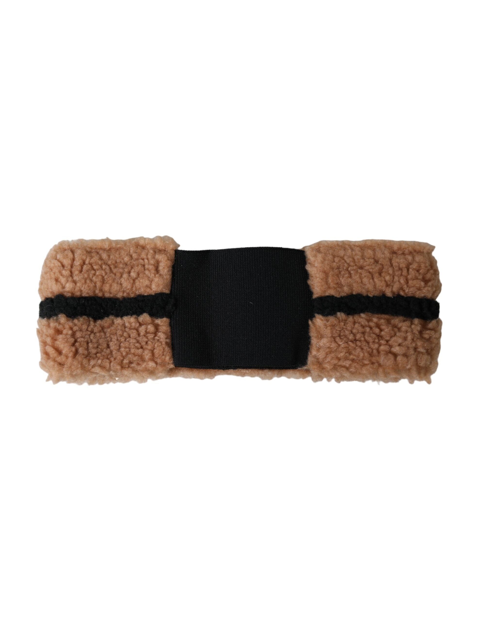 Dolce & Gabbana Brown Black Fleece Wool Head Band Hat Men Dolce & Gabbana