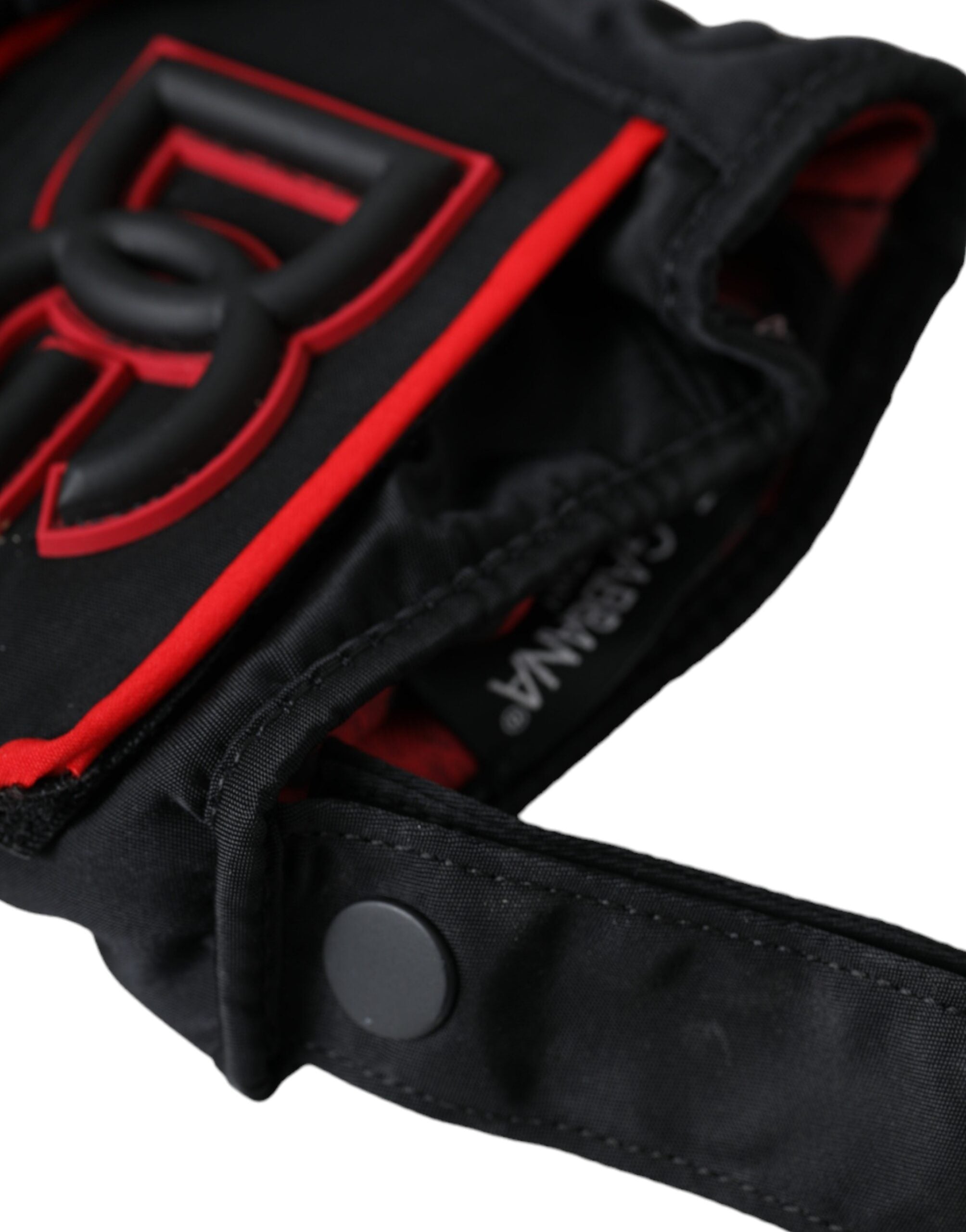 Dolce & Gabbana Black Red Nylon Wrist Length Gloves Dolce & Gabbana