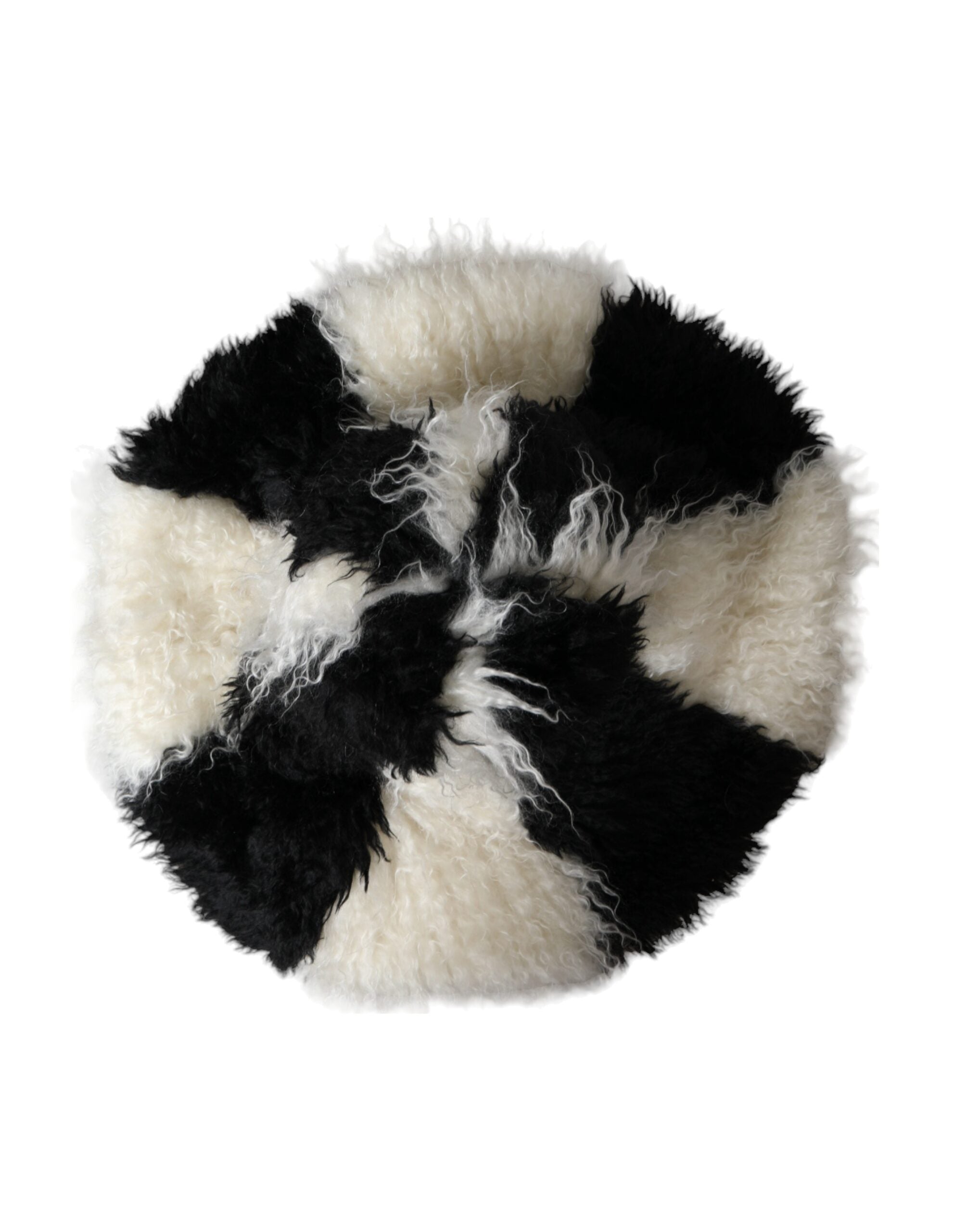 Dolce & Gabbana Black White Stripes Mohair Fur Bucket Hat Dolce & Gabbana