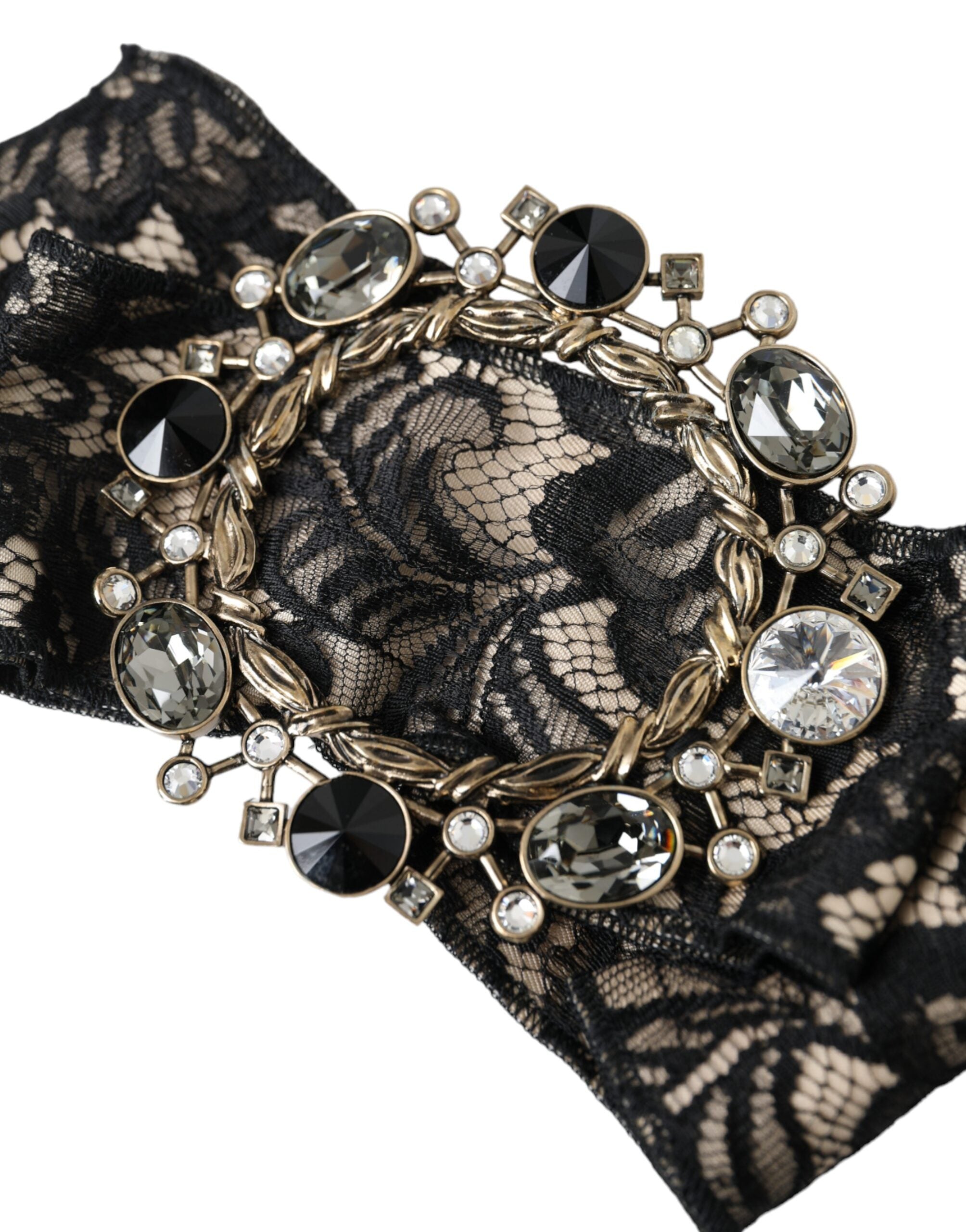 Dolce & Gabbana Black Lace Crystal Handmade Brooch Hair Pin Dolce & Gabbana
