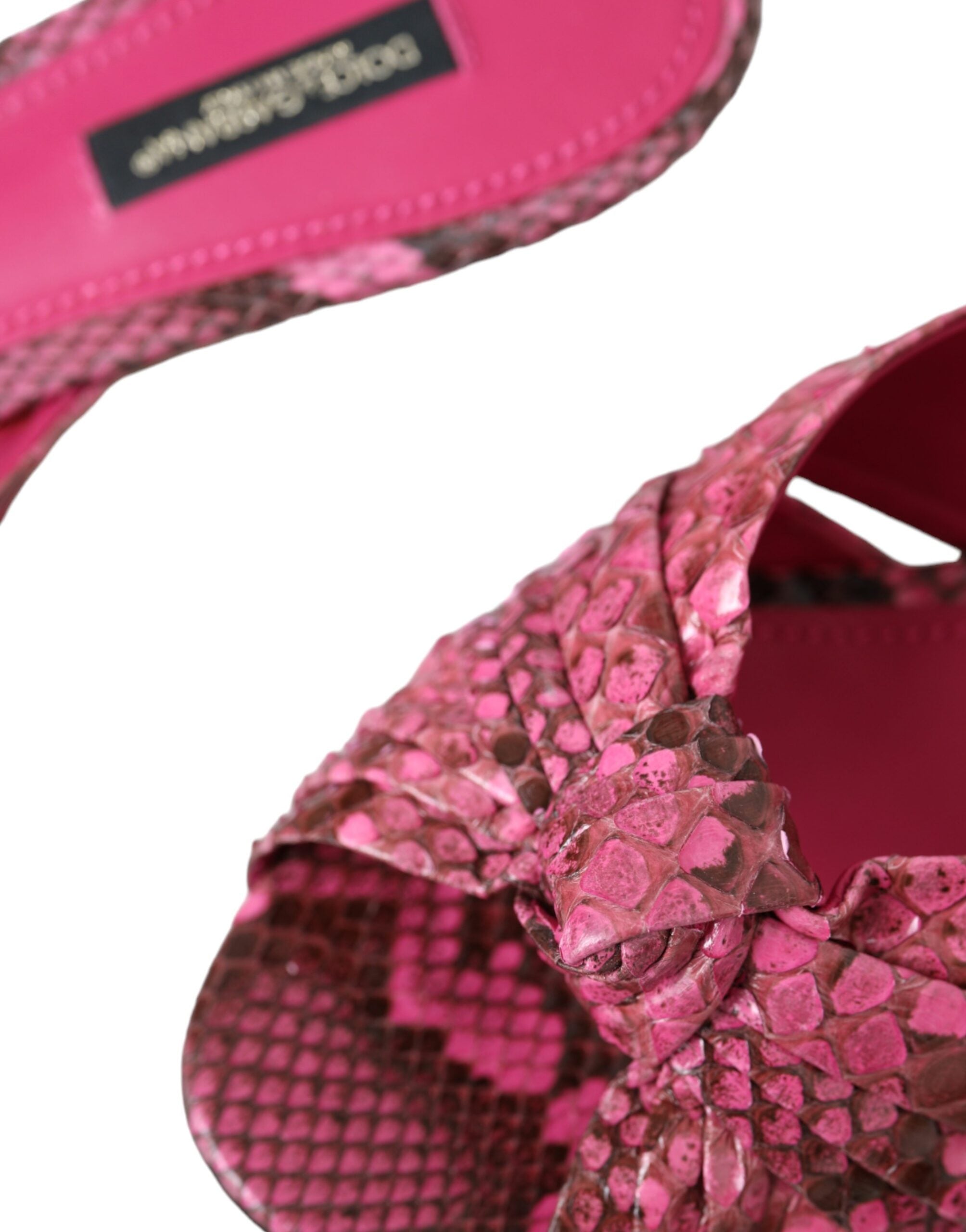 Dolce & Gabbana Pink Exotic Leather Kitten Heels Slides Shoes Dolce & Gabbana