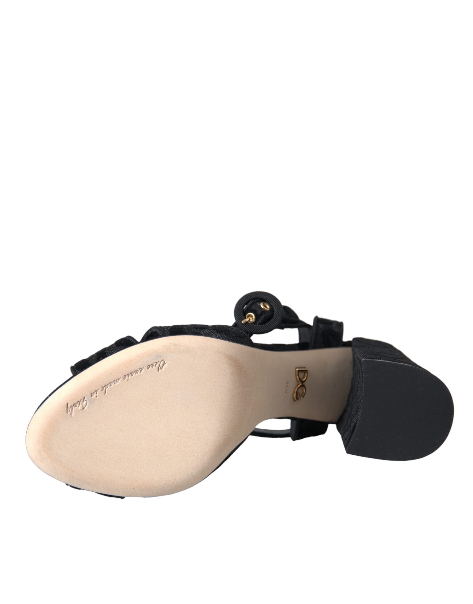 Dolce & Gabbana Black Leopard Suede Heels Sandals Shoes Dolce & Gabbana