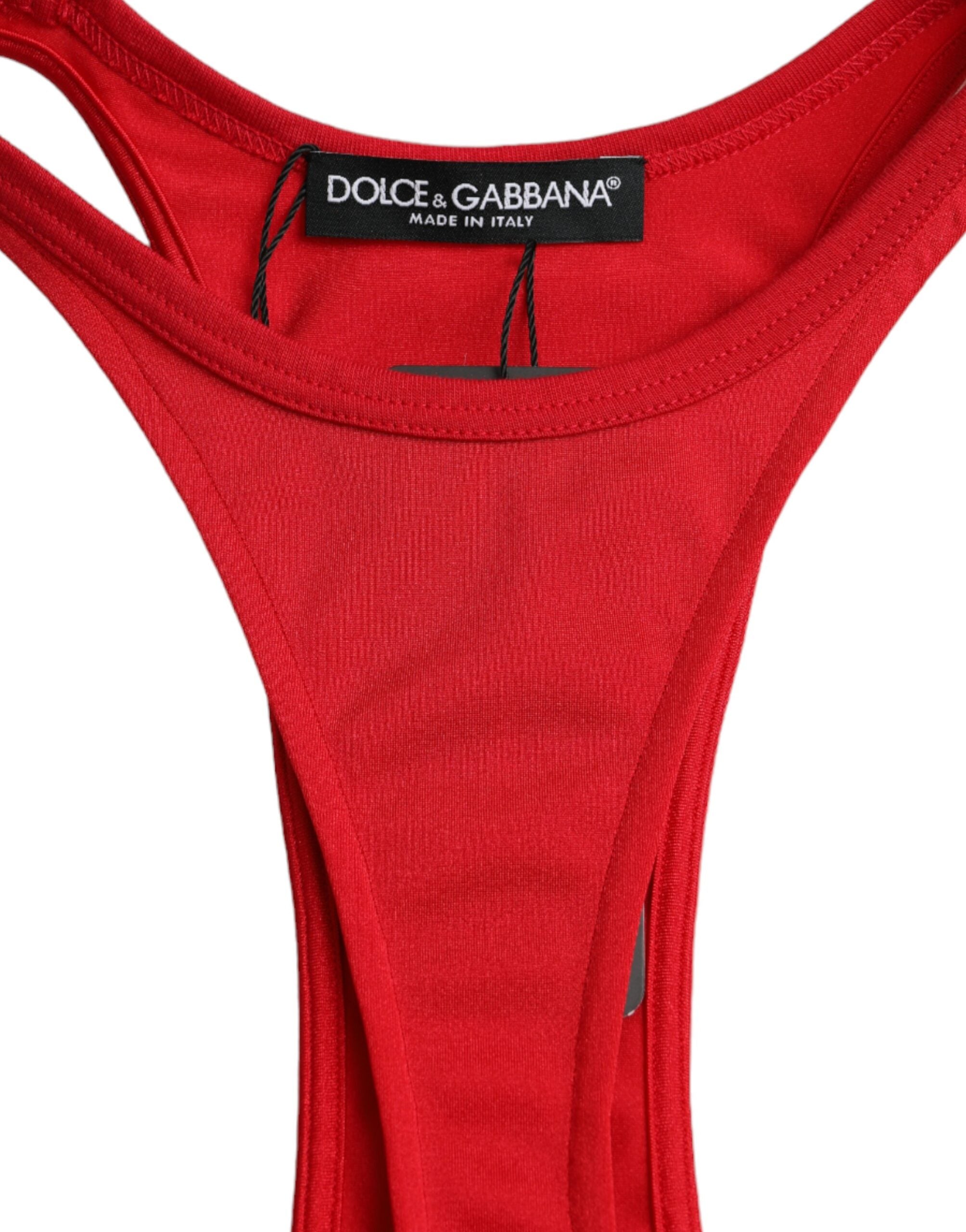 Dolce & Gabbana Red Nylon Stretch Bodycon Sheath Mini Dress Dolce & Gabbana