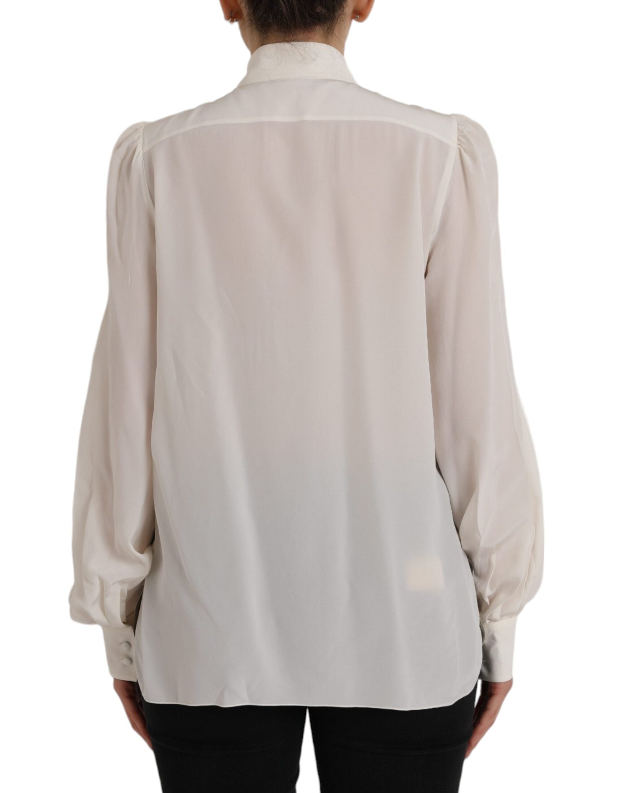 Dolce & Gabbana Off White Long Sleeve Button Down Blouse Top Dolce & Gabbana