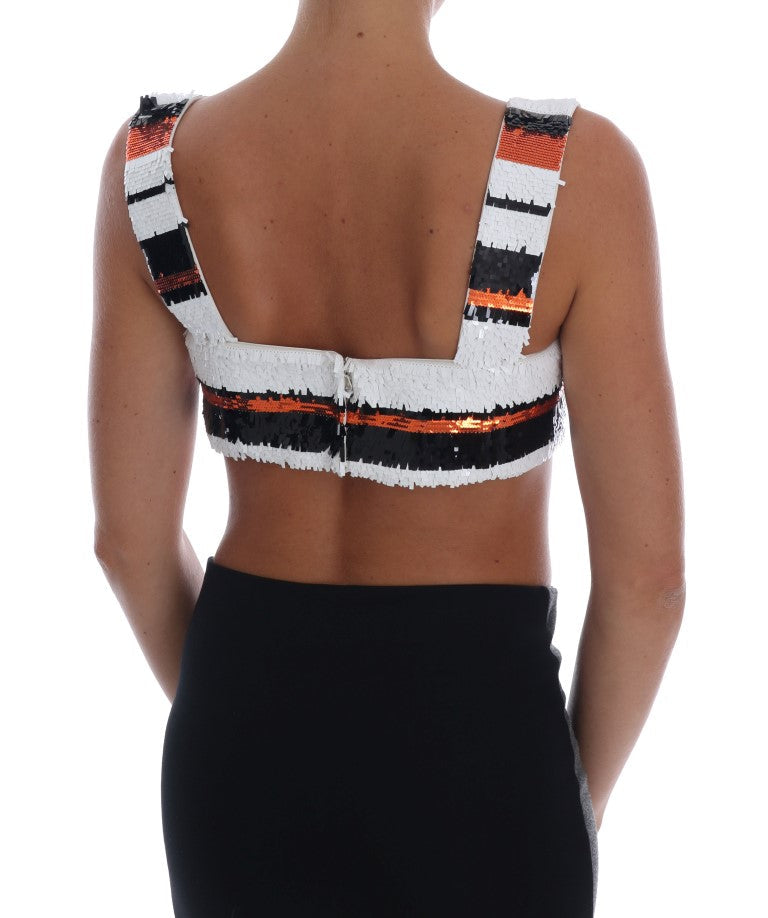 Dolce & Gabbana Multicolor Sequined Stretch Bustier Top Dolce & Gabbana