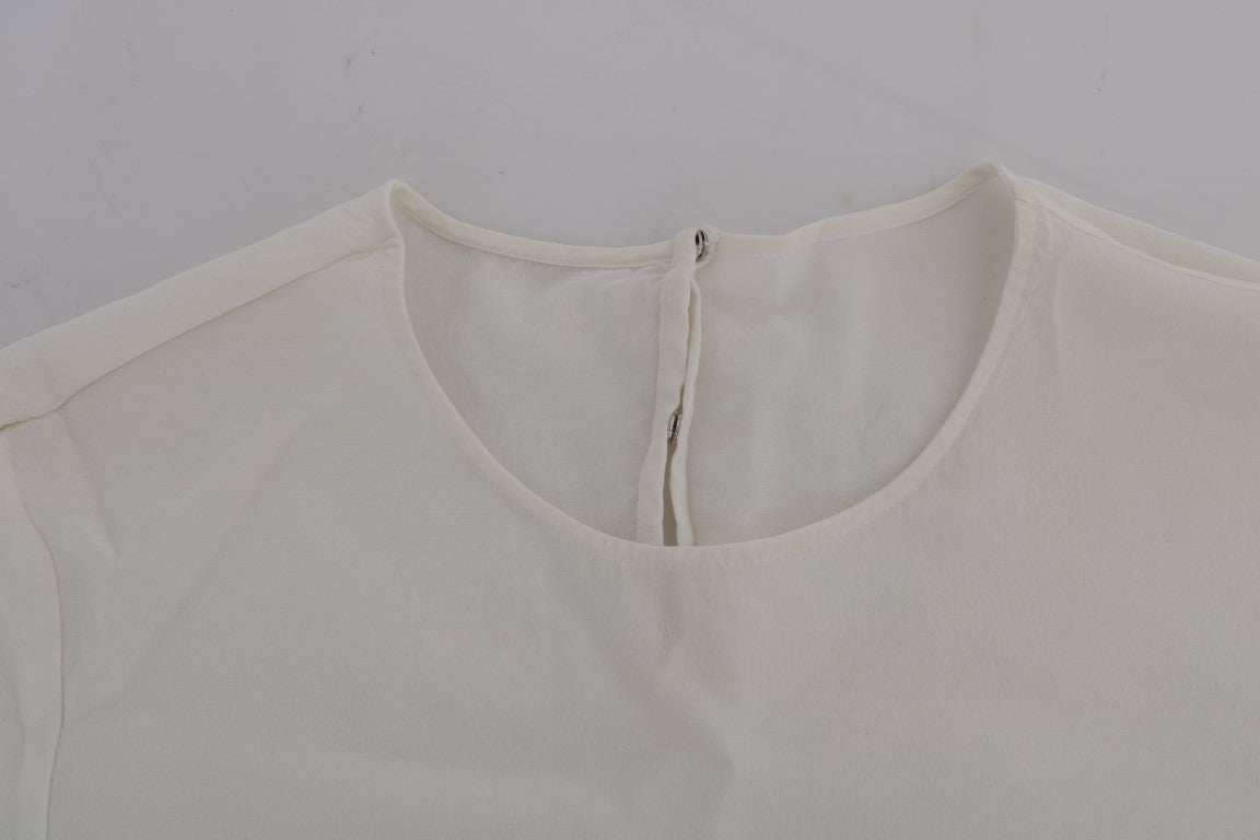 Dolce & Gabbana White Silk ITALIA IS LOVE Blouse T-shirt Dolce & Gabbana
