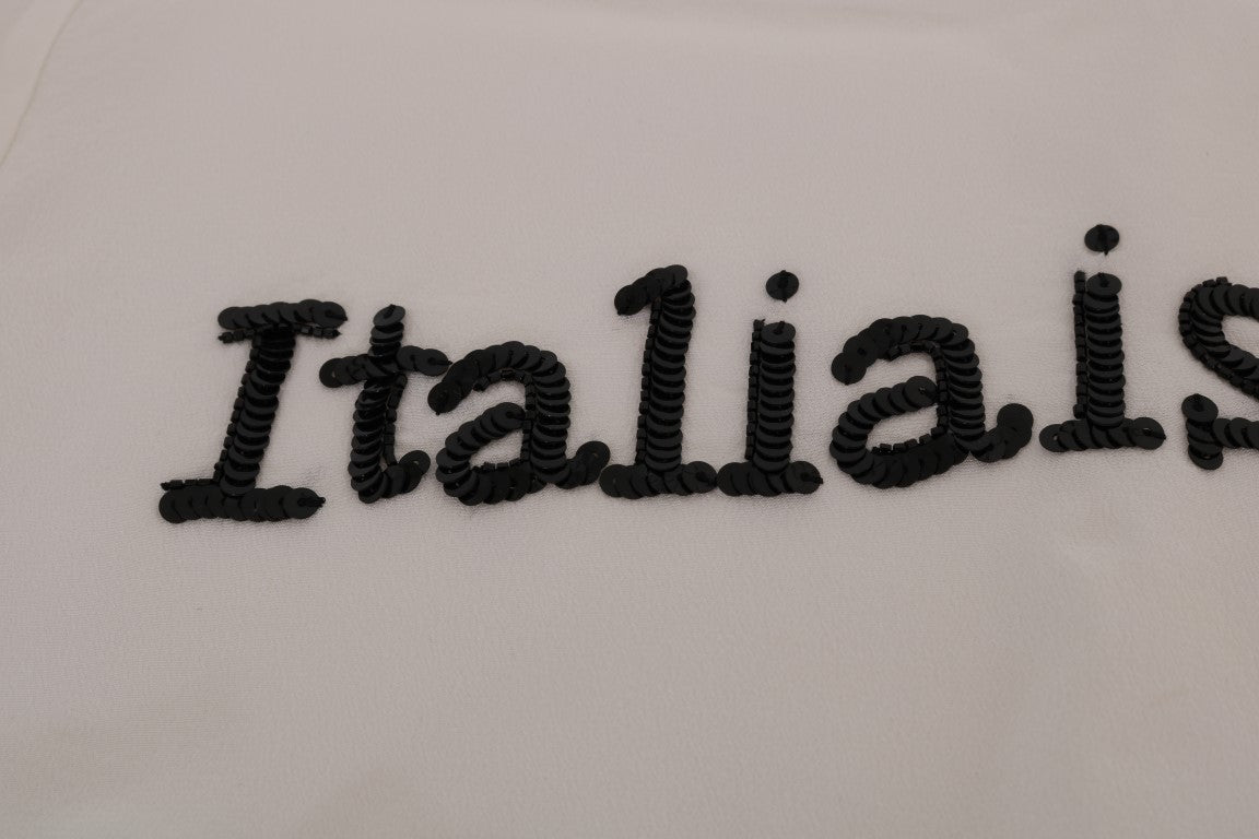 Dolce & Gabbana White Silk ITALIA IS LOVE Blouse T-shirt Dolce & Gabbana