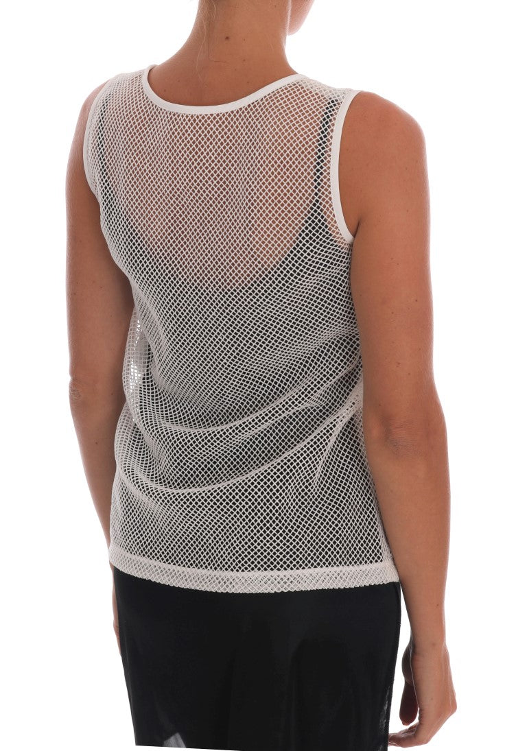 Dolce & Gabbana White Net Tank Transparent Top Dolce & Gabbana