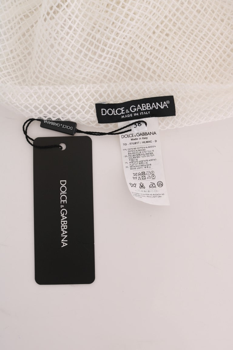 Dolce & Gabbana White Net Tank Transparent Top Dolce & Gabbana