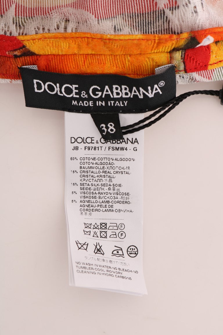Dolce & Gabbana Orange Print Crystal-Embellished Blouse Dolce & Gabbana