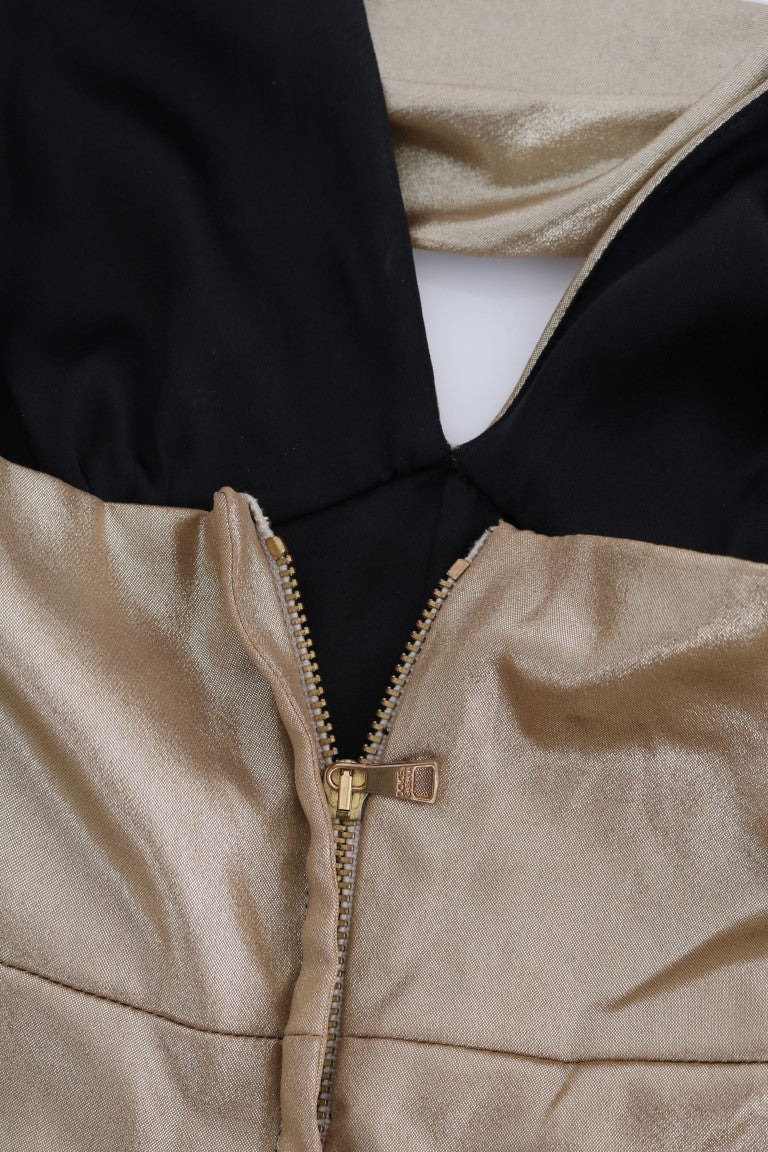 Dolce & Gabbana Gold Silk Stretch Romper Body Dolce & Gabbana