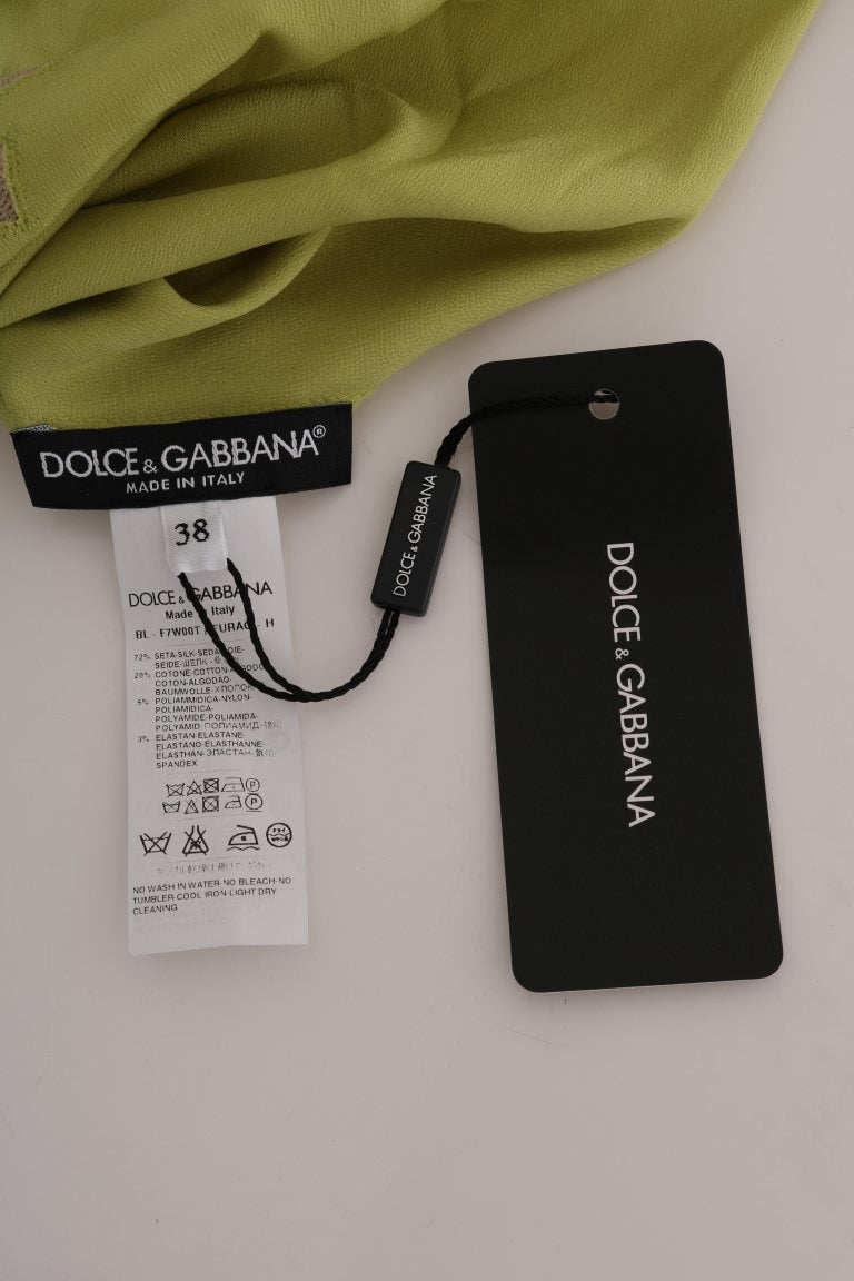 Dolce & Gabbana Green Silk Stretch Blouse Top Dolce & Gabbana