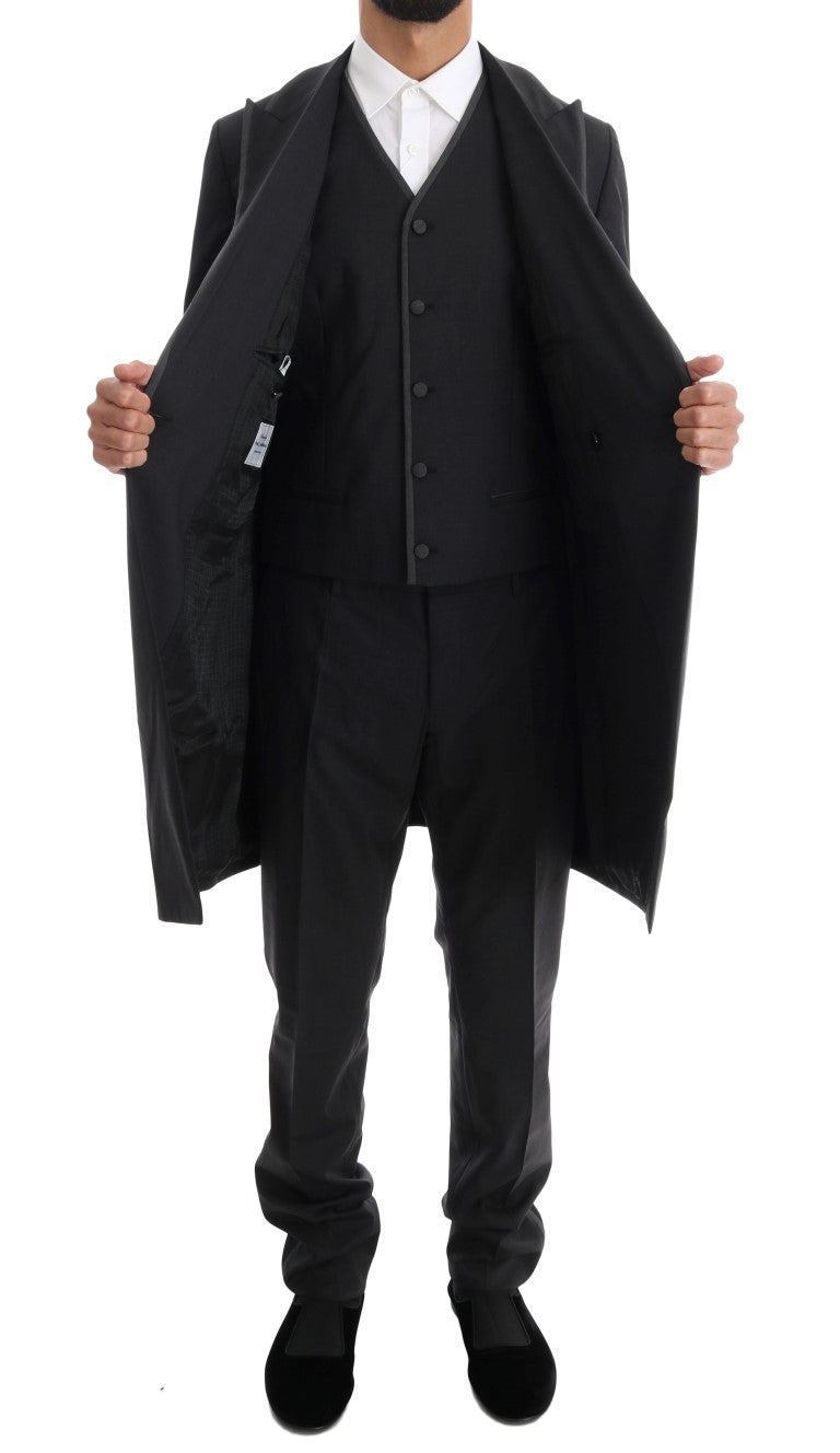 Dolce & Gabbana Gray Wool Stretch 3 Piece Two Button Suit Dolce & Gabbana