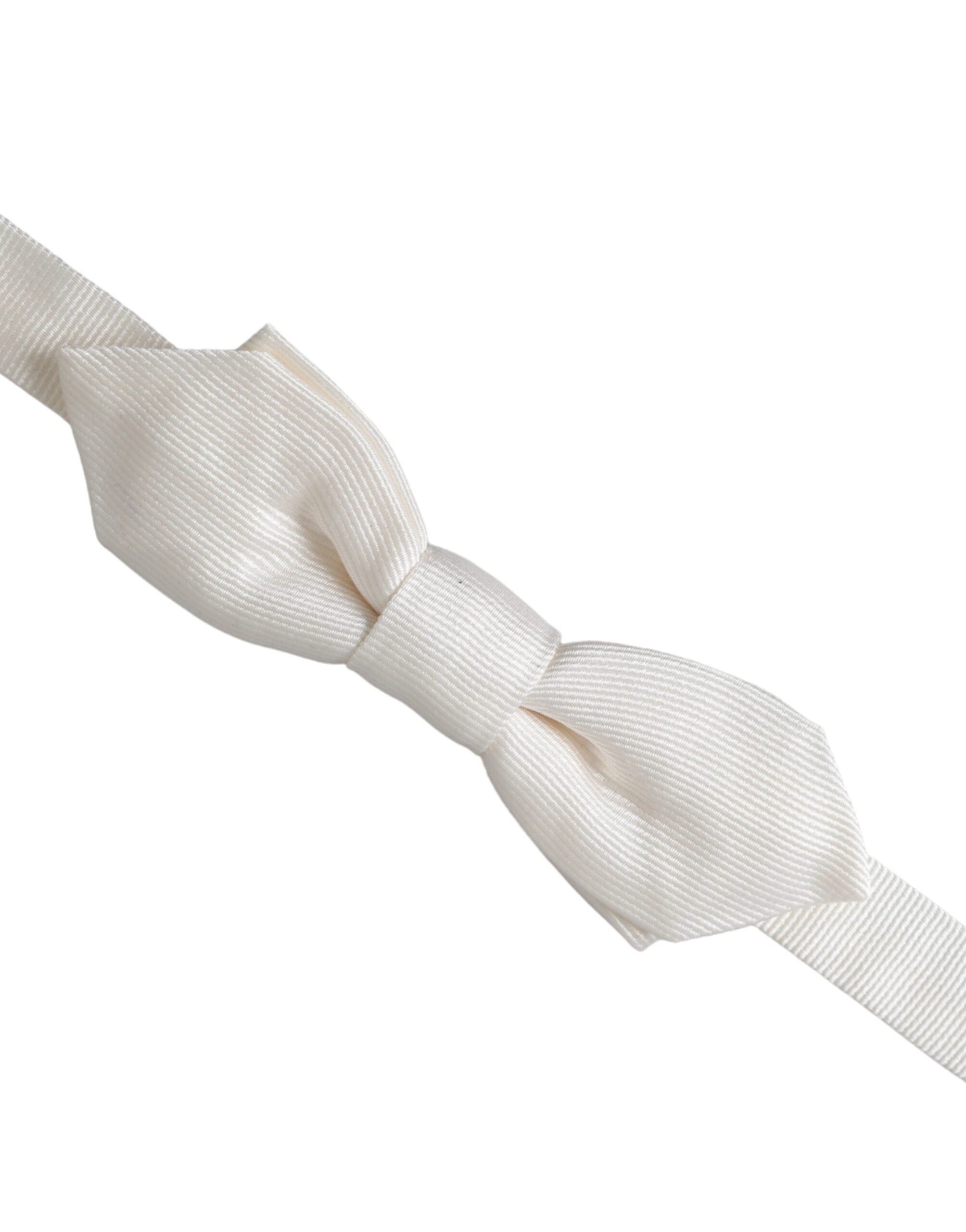 Dolce & Gabbana White Silk Adjustable Neck Men Papillon Bow Tie Dolce & Gabbana