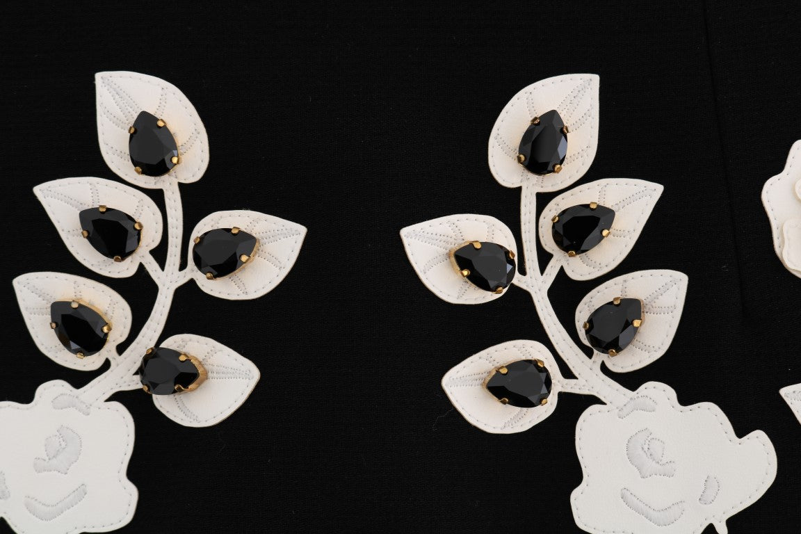 Dolce & Gabbana Black Crystal Floral Pencil Skirt Dolce & Gabbana