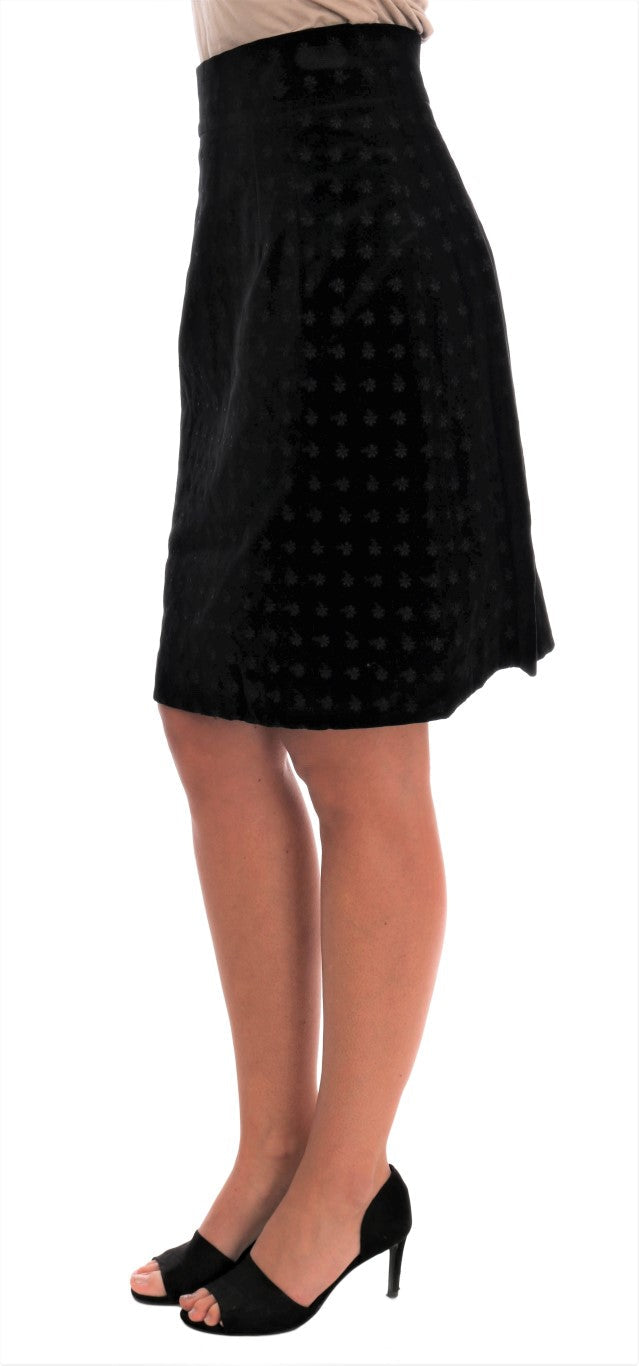 Dolce & Gabbana Dark Green Baroque Velvet Pencil Skirt Dolce & Gabbana