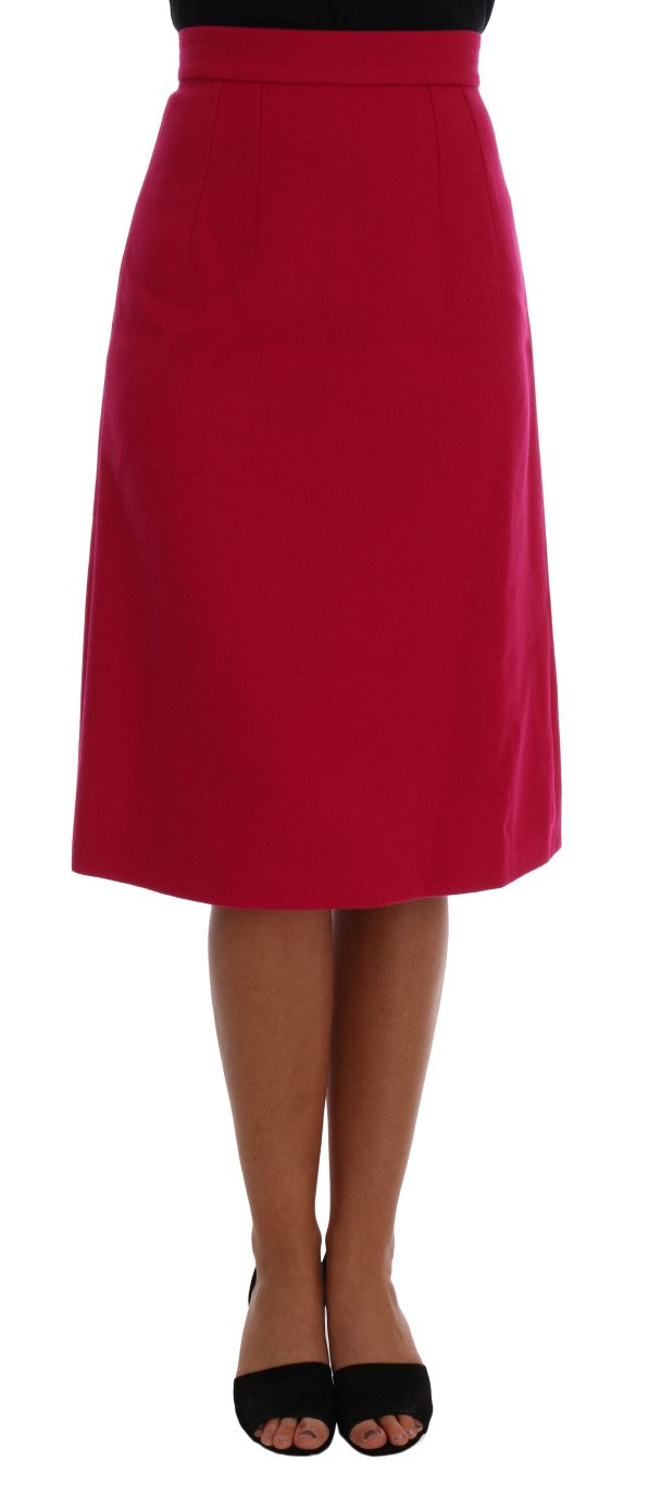 Dolce & Gabbana Pink Wool Knee Long A-Line Skirt Dolce & Gabbana