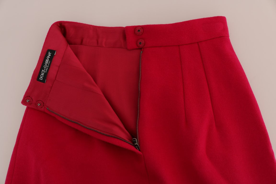 Dolce & Gabbana Pink Wool Knee Long A-Line Skirt Dolce & Gabbana