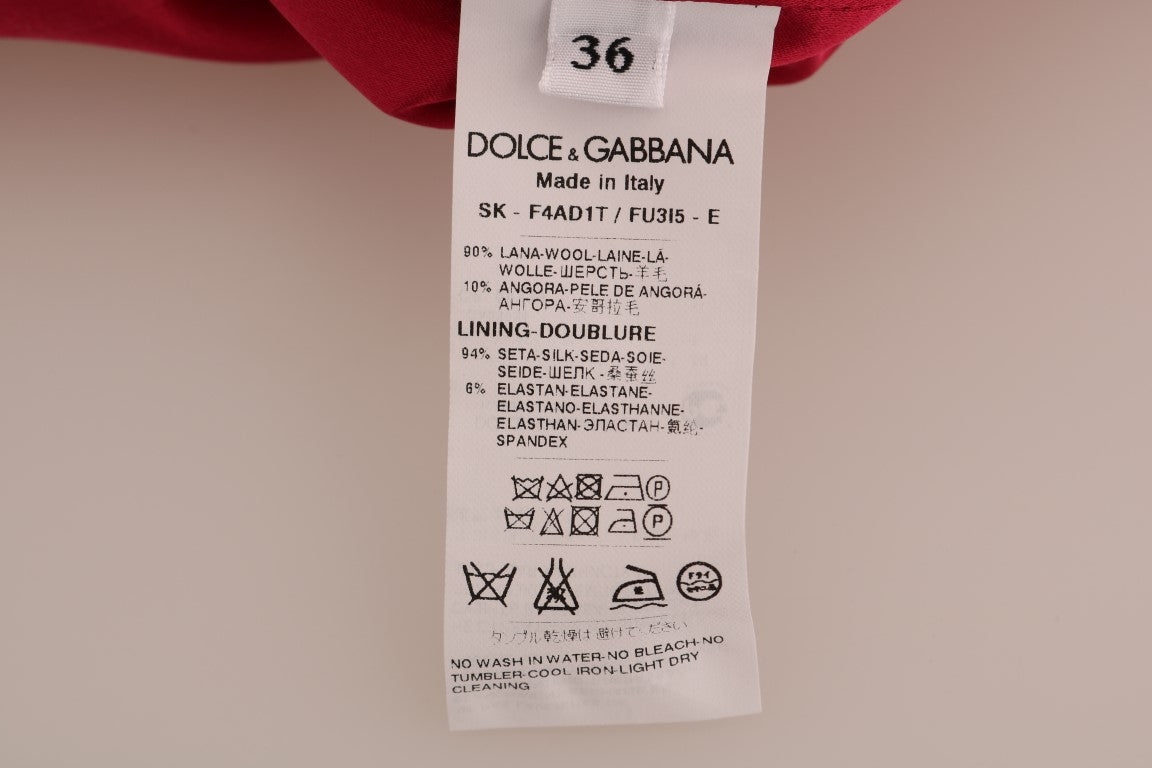 Dolce & Gabbana Pink Wool Knee Long A-Line Skirt Dolce & Gabbana