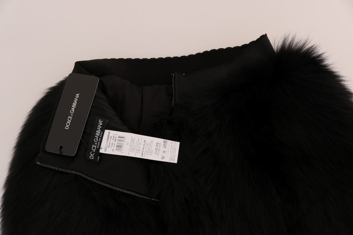 Dolce & Gabbana Black Lamb Fox Fur Mini Hot Pants Dolce & Gabbana