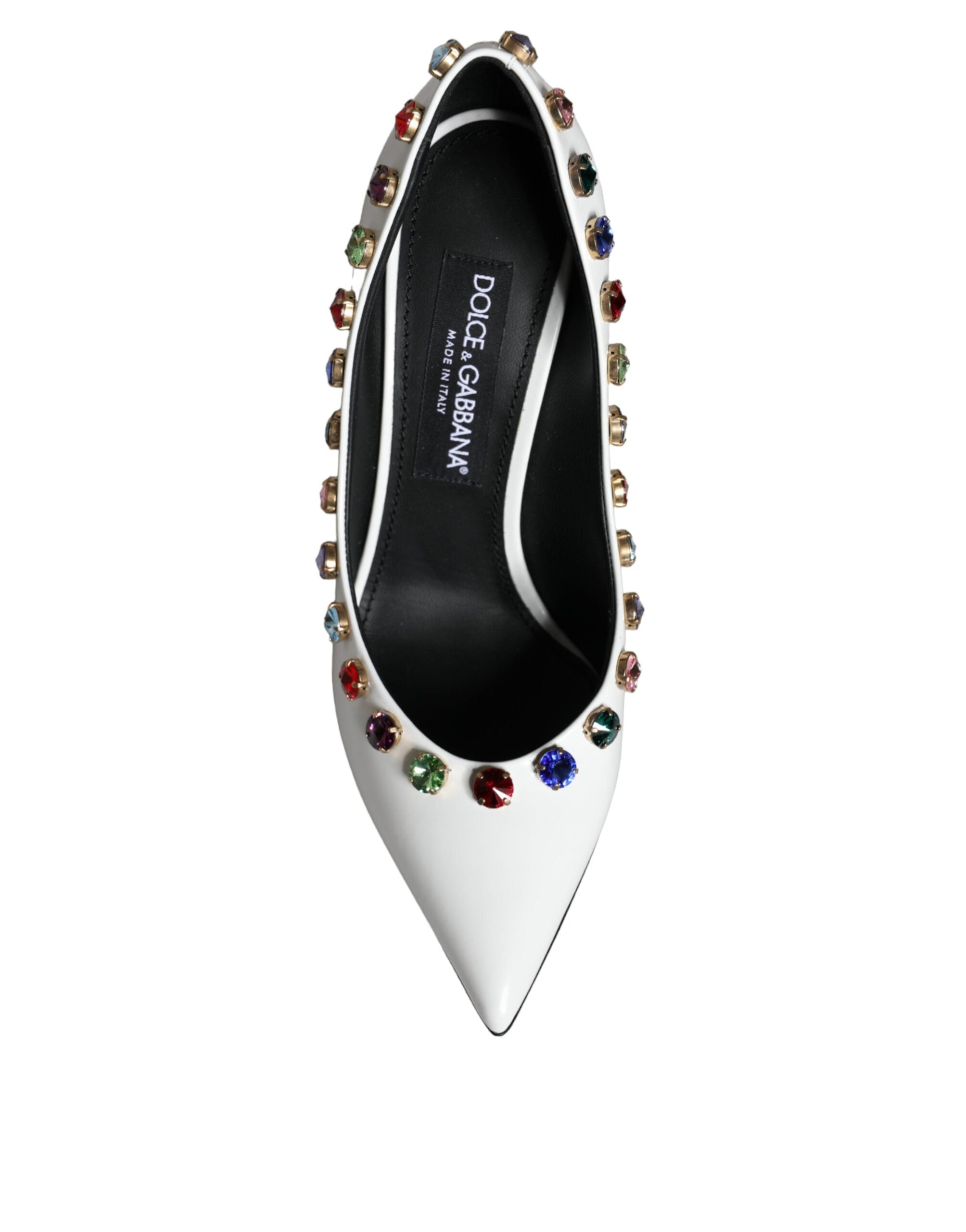Dolce & Gabbana White Crystal Leather High Heels Pumps Shoes Dolce & Gabbana